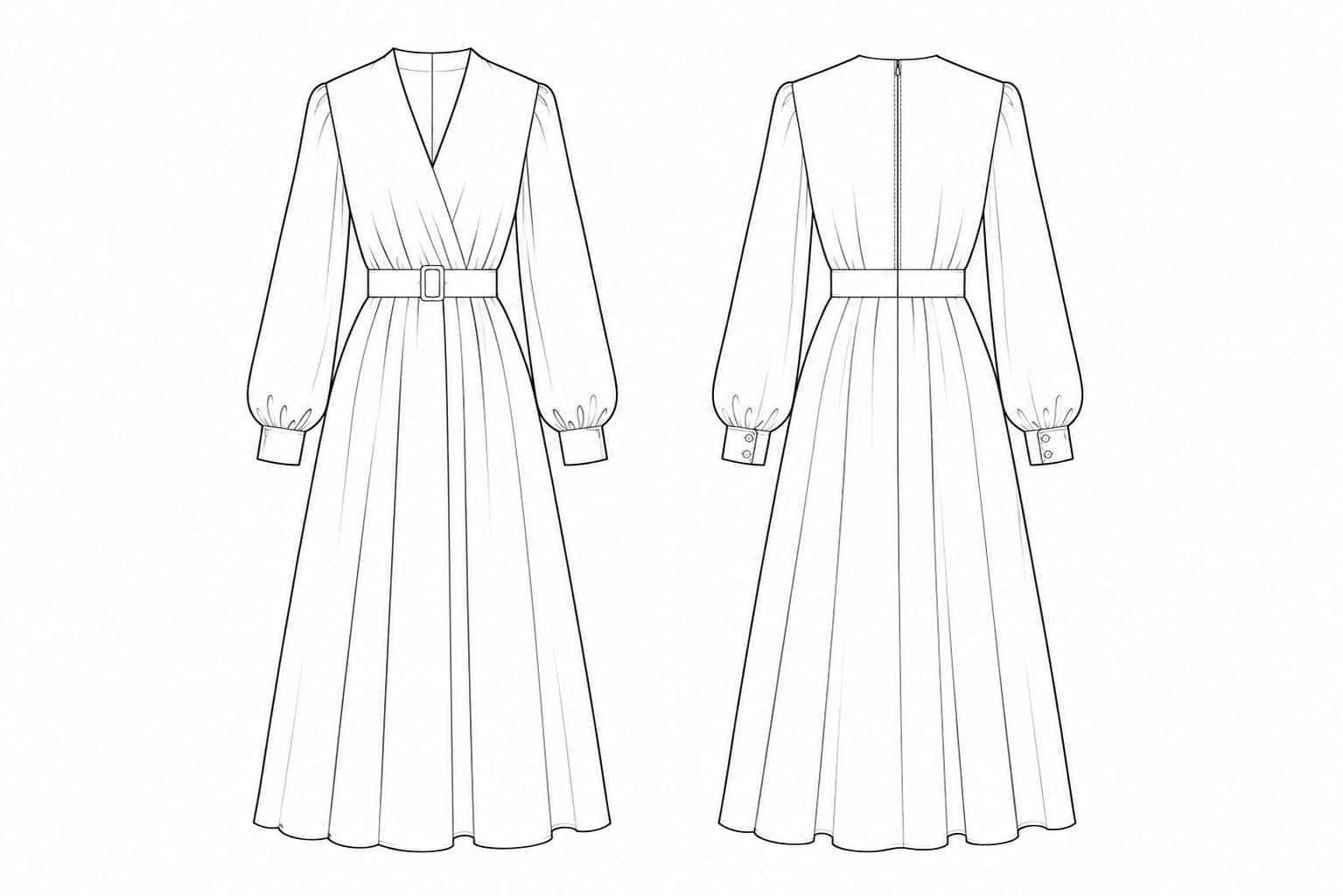 Technical drawing — Front/back flat sketch